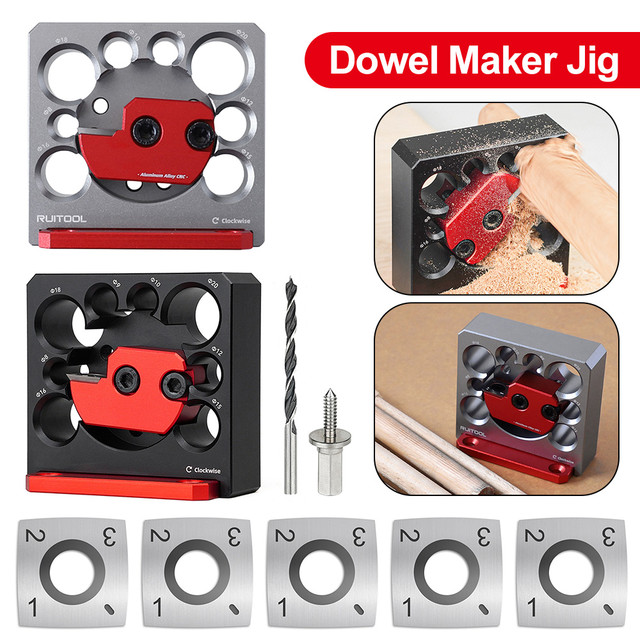 Adjustable Dowel Maker Jig 8mm-20mm Electric Drill Milling Dowel Auxiliary  Tool Compact Round Rod Milling Cutter for Woodworking